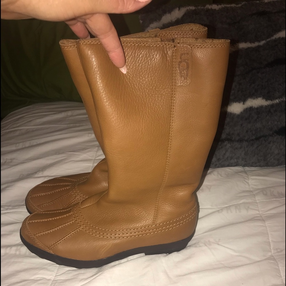 Authentic gently used brown leather UGG snow boots